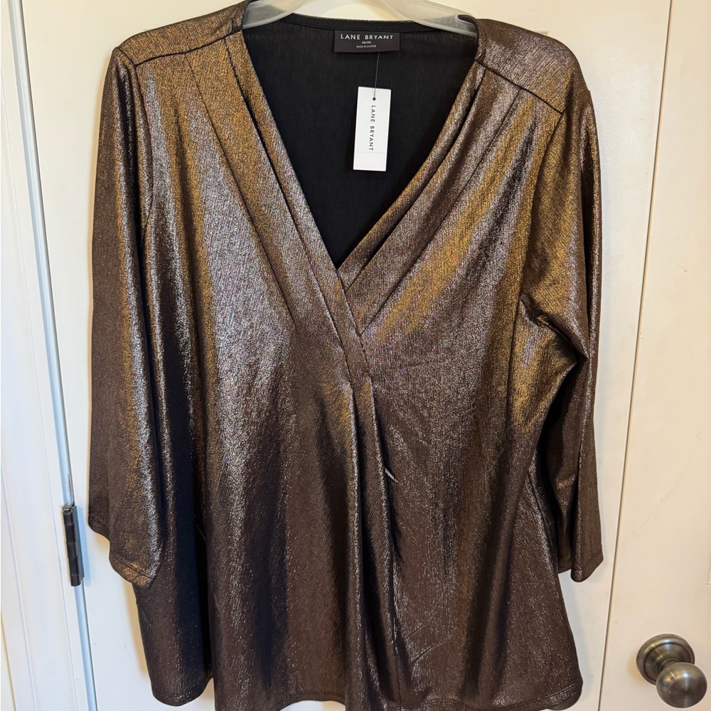 Lane Bryant Shimmering Bronze Blouse NWT